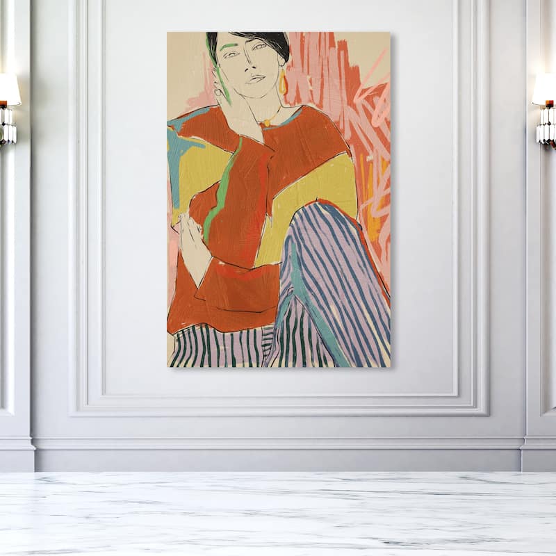 Wynwood Studio Fashion and Glam Contemporary Fashionista Orange and Dark Orange Modern & Contemporary Wall Art Canvas Print - 54 x 36