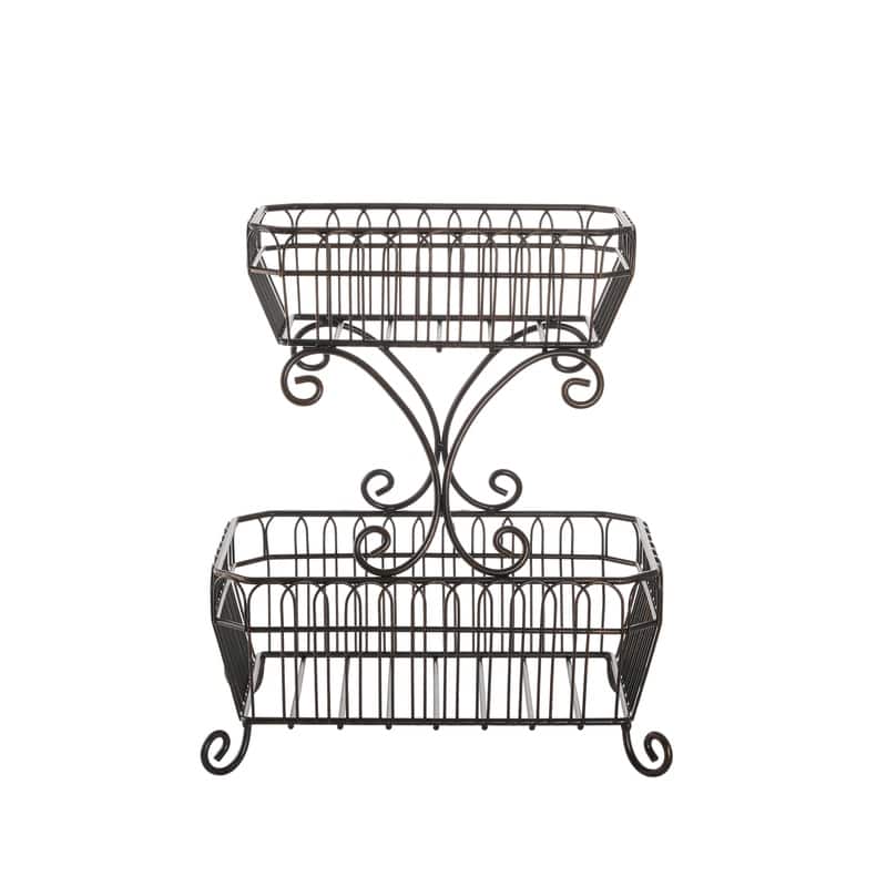 Mikasa Gourmet Basics French Countryside 2-Tier Basket, Black