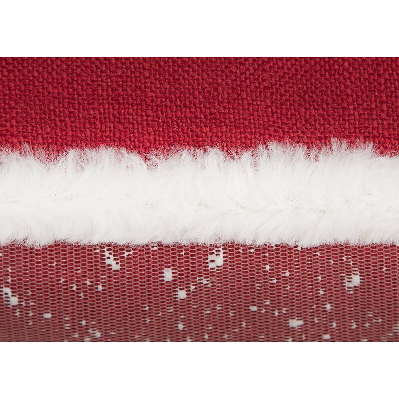 Snow Scene Printed Santa's Sleigh and Reindeer with Faux Fur Trim Christmas Pillow , 10 by 20-Inch