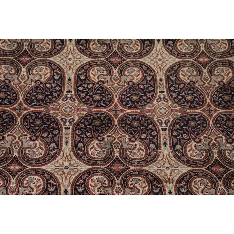 Navy Blue Agra Indian Area Rug Handmade Wool Carpet - 8'0"x 10'1"