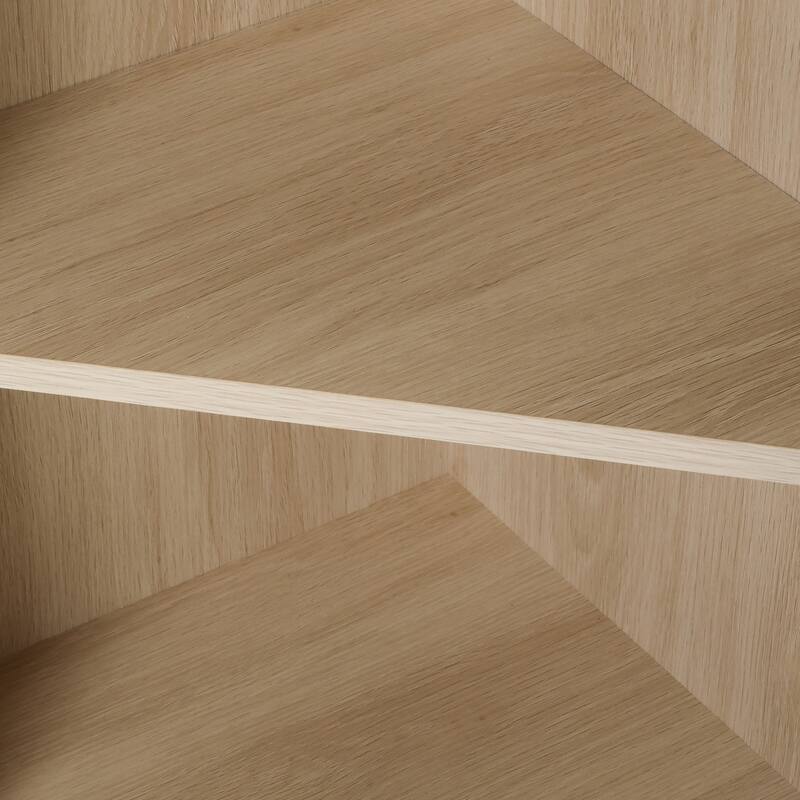 GDFStudio - Modern Rattan Storage Corner Cabinet with Adjustable Shelves