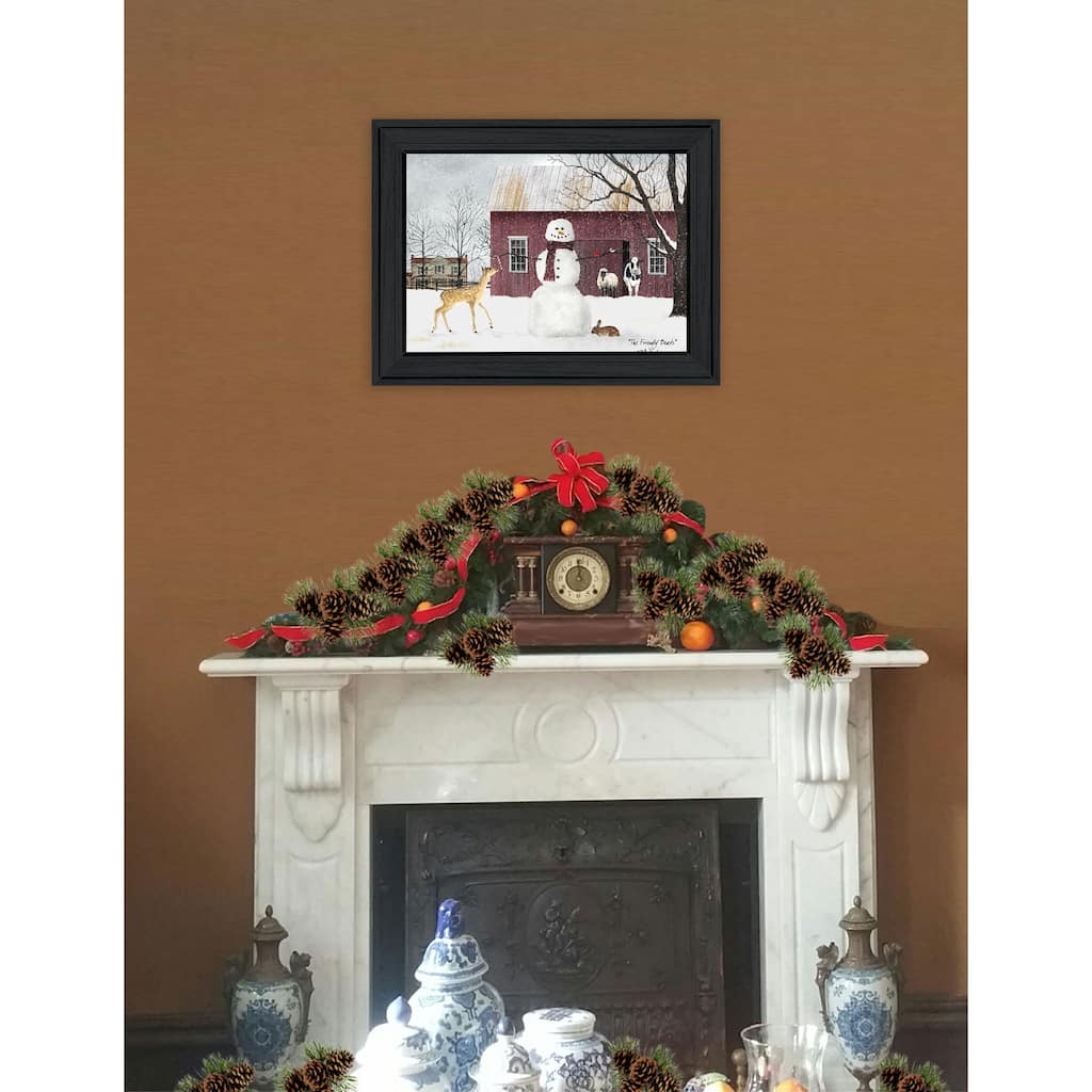 TrendyDecor4U Farmhouse "The Friendly Beasts" Framed Print Wall Art by Billy Jacobs - Earthtone