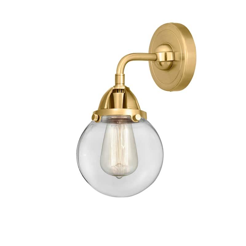 Innovations Lighting 288-1W-10-6 Beacon Sconce Beacon 10" Tall Wall - Satin Gold / Clear