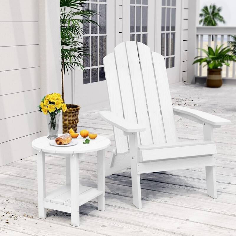 WINSOON All Weather HIPS Outdoor 2-Tier Outdoor Side Tables Adirondack Tables Set Of 2