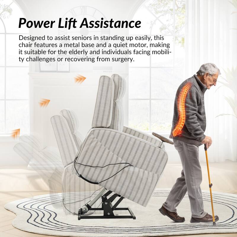 Darrell Modern Lift Assist Massage and Heating Power Recliner with Charing and Soild Wood Tray Set of 2by HULALA HOME