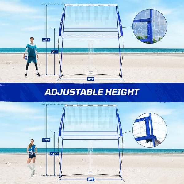 Haokelball 11×8 FT Adjustable Volleyball Portable Training Net Set with Volleyball and Pump - 11X8FT