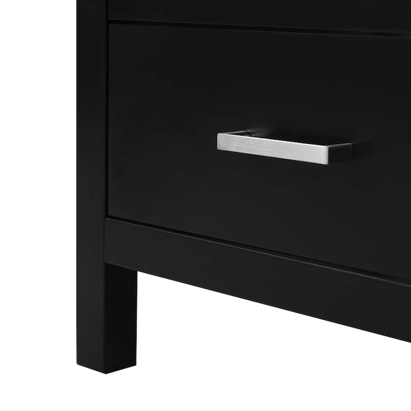 36"Black Bathroom Vanity with Ceramic Sink, Soft-Close Doors, Double Storage Shelves & Divided Drawer with Ample Storage