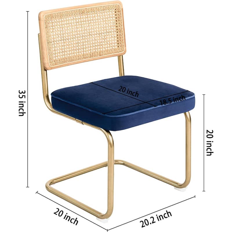 CangLong , Upholstered Velvet Seat Armless Chairs with Metal Legs for Home Kitchen Dining Room, Set of 2, Blue