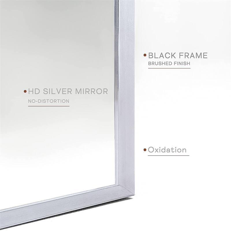 24"x36" Metal Framed Arched Mirror with Shatterproof Film and Hooks