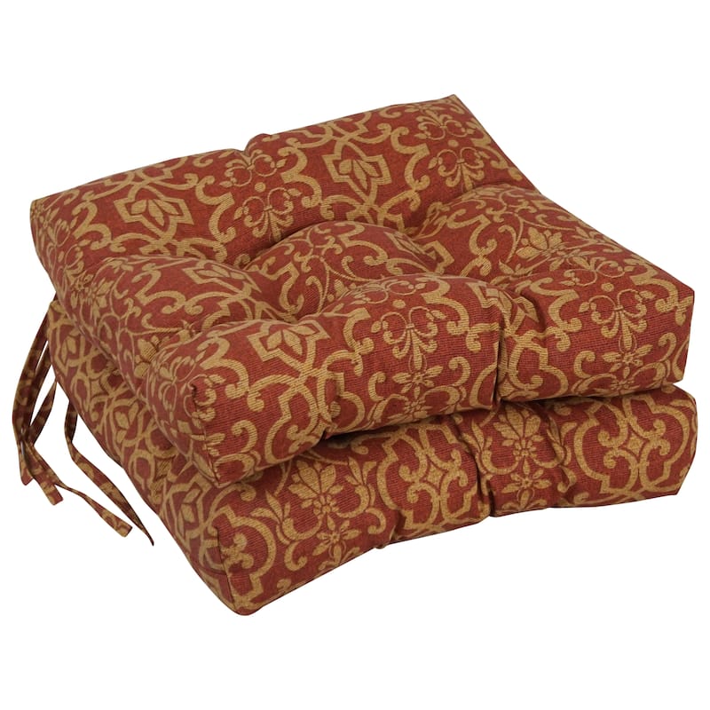16-inch Square Tufted Indoor/Outdoor Chair Cushions (Set of 2) - 16" - Vanya Paprika
