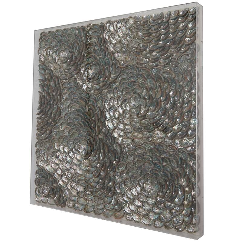 Acrylic Plastic Shell Handmade 3D Layered Shadow Box with Iridescent Finish - Brown - Roche River Decor