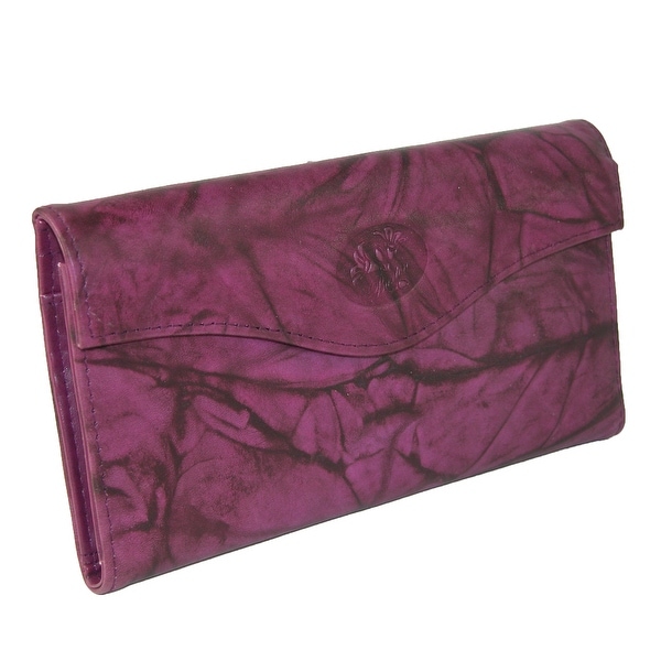 Buxton Women's Leather Long Bifold Organizer Wallet with Floral Emboss - One size