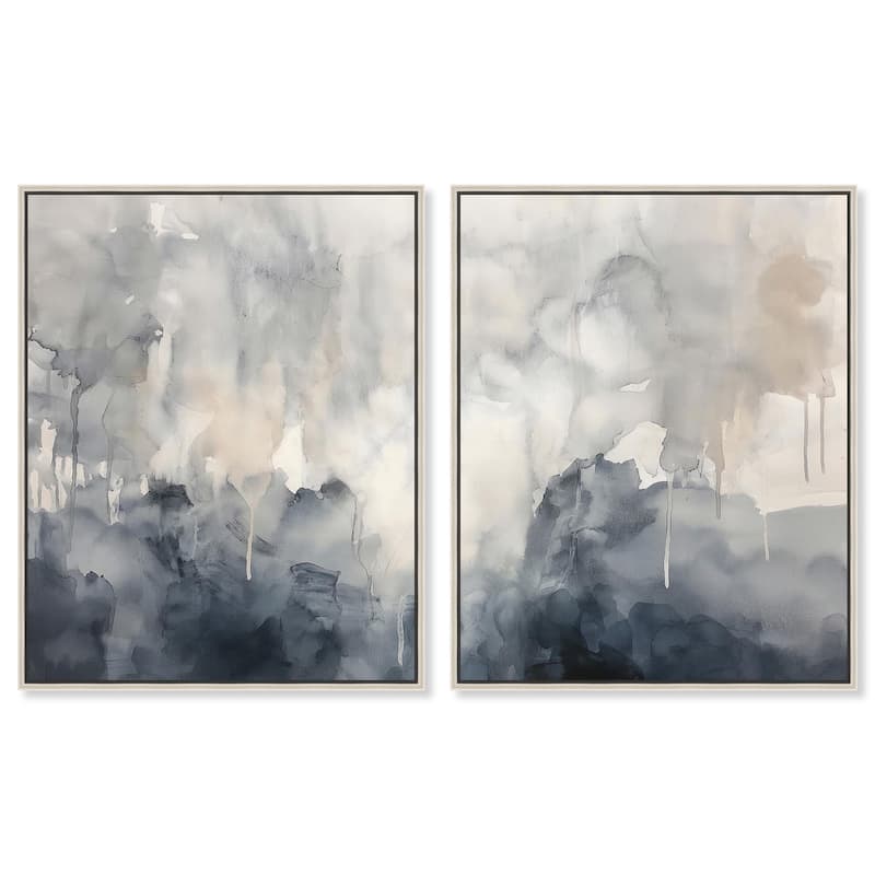 Muted Ocean Hues Canvas Set of 2 by Art Remedy - 30" x 36" - Silver