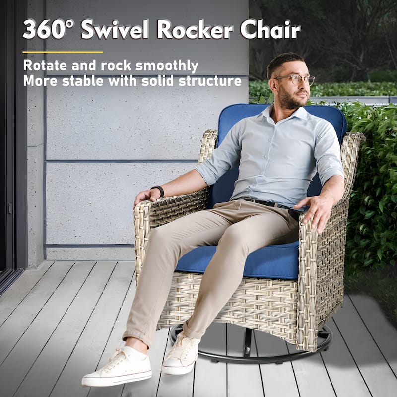 XIZZI 9-piece Outdoor Patio Furniture Conversation Set with Swivel Chair