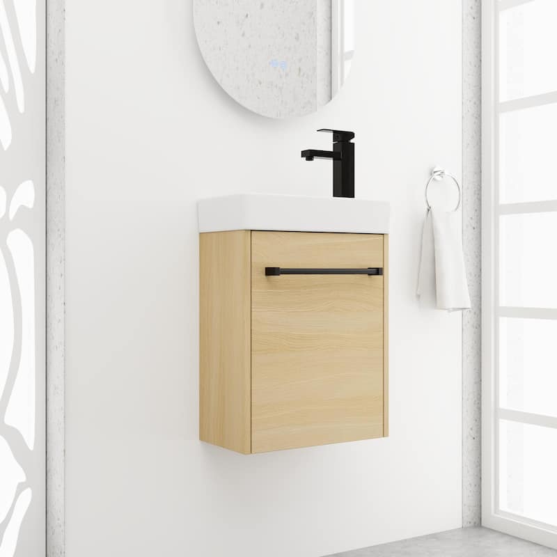BNK 16/18 Inch Single Sink Bathroom Vanity with Soft Close Door