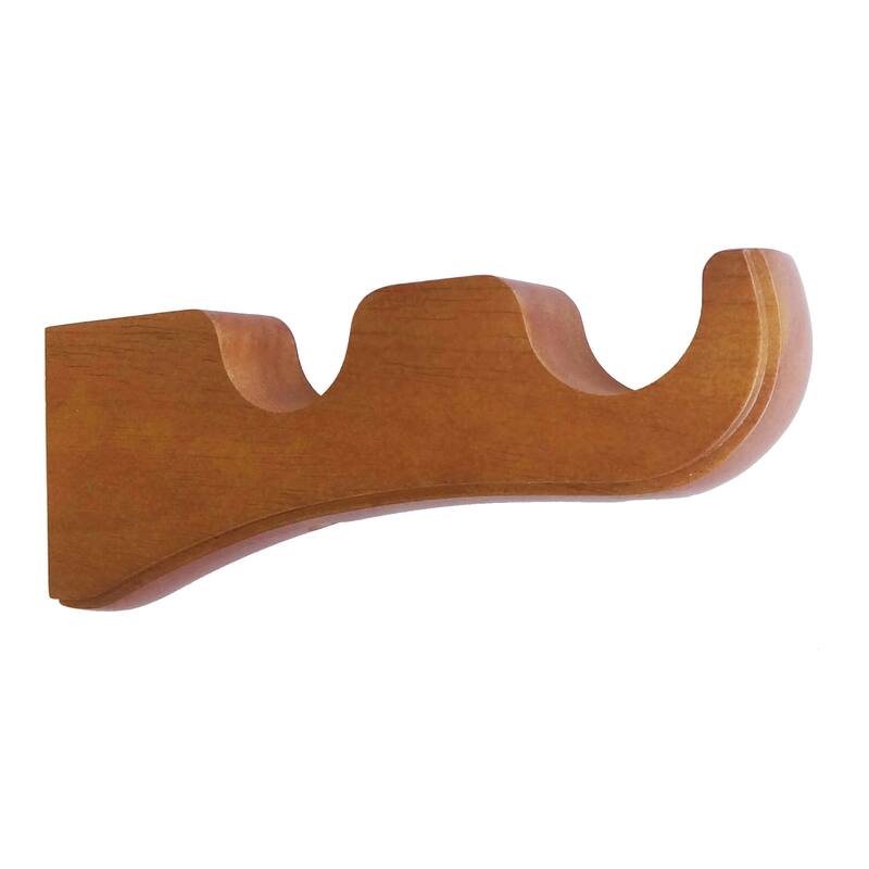 Mix & Match Wood Single / Double Curtain Rod Bracket - Double Bracket - Heritage Oak (2-Pack)