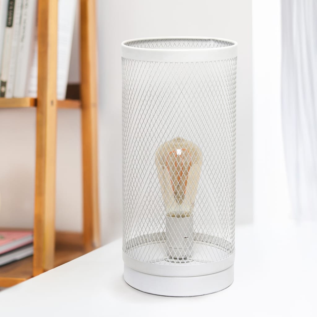 Cylindrical Metal Mesh Table Lamp - 12.75" - White