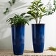 preview thumbnail 1 of 47, Glitzhome 30"H Set of 2 Oversized Gradient Cobalt Blue/Turquoise/Red Tall Plastic Planter