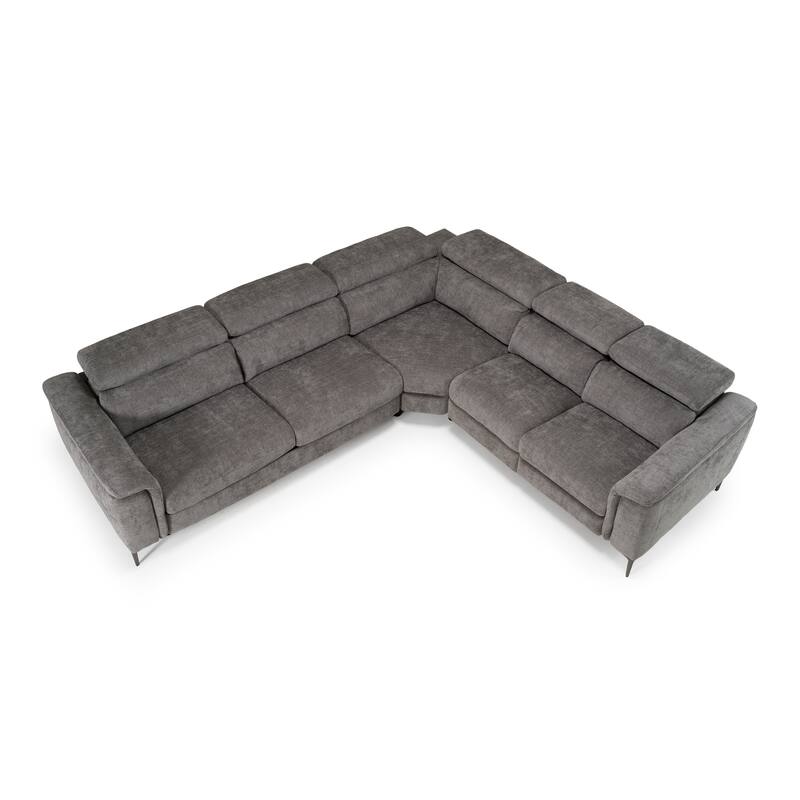 Divani Casa Coffman Modern Grey Fabric Sectional Sofa w/ Sofa Bed + Recliner