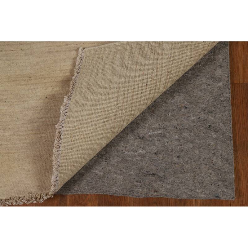 Beige Modern Gabbeh Oriental Runner Rug Handmade Wool Carpet - 2'9"x 8'1"