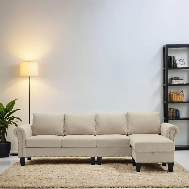 Convertible Sectional Sofa with Storage,L-shaped sofa,Four-Seater Sofa