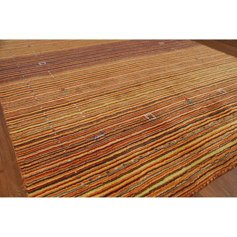 Hand Knotted Oriental 100% Wool Carpet Tribal Stripe Multi-Colored Gabbeh Area Rug - 7' 9'' X 5' 4''