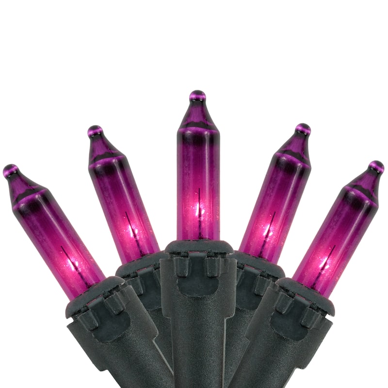 50-Count Purple Mini Christmas Light Set 10ft Black Wire - 10'