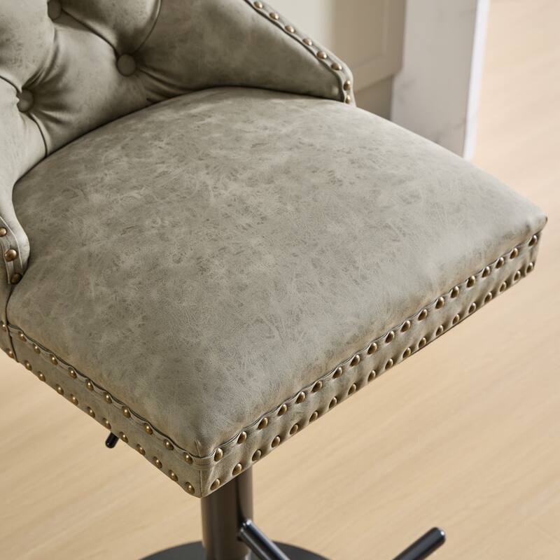 GDF Studio - Riveton Modern PU Upholstered Swivel Bar Stools with Tufted Backs (Set of 2)