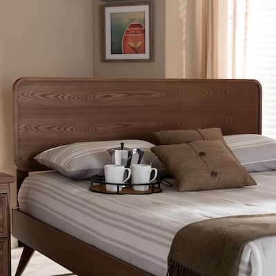 Wood Headboard - Walnut Brown Finish, Modern Design, Bedroom Decor, Simple Style, Easy Assembly