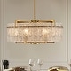 preview thumbnail 2 of 6, 25.6 in. Gold Modern Crystal Chandelier Glam Dimmable Pendant Light With Clear Glass for Living Dining Room