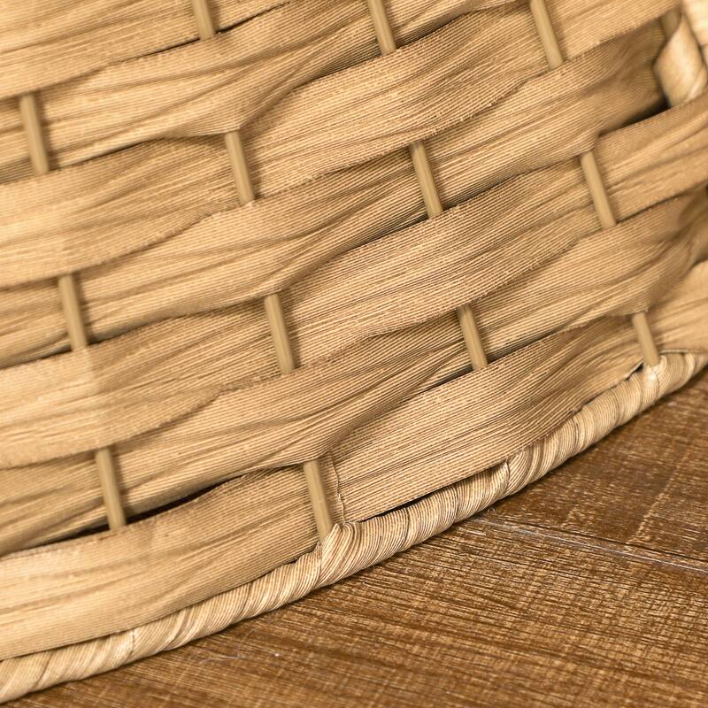 HOMCOM 27 inch Rustic Christmas Tree Collar, Plastic Woven Christmas Tree Skirt, Base Cover for Party, Holiday, Home Decoration