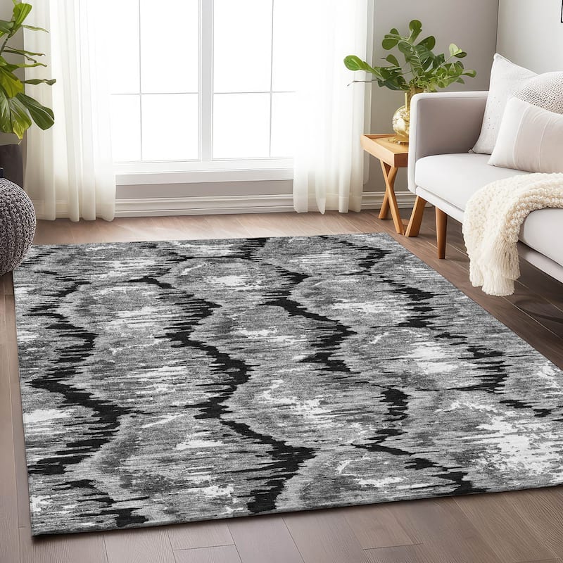 Premium Washable Super Soft Modern Abstract Mayfield Rug - Black - 10' x 14' - Rectangle