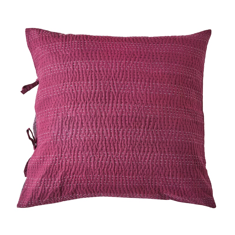 Melange Hand Craft Kantha Collection Solid Reversible Sham Pillow Cover