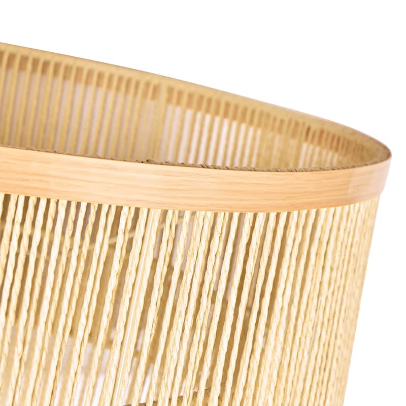 1-Light Rattan Farmhouse Boho Rustic Drum Light