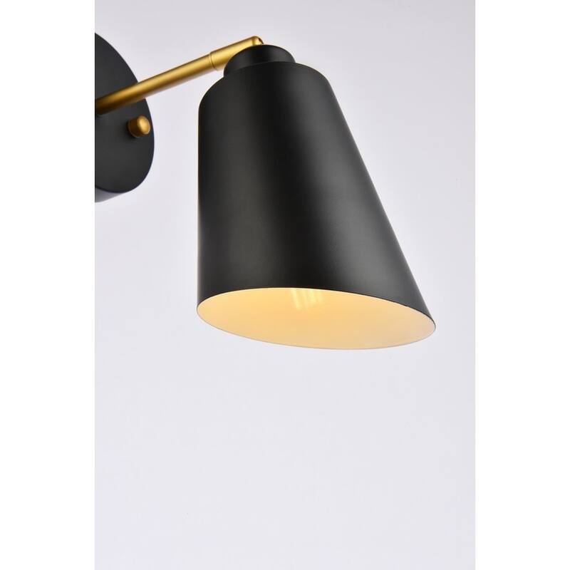 Hector 5 Inch Black and Brass Wall Sconce