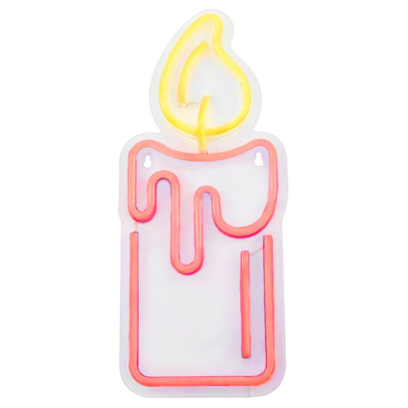 12" Red LED Lighted Neon Style Red Candle Christmas Window Silhouette