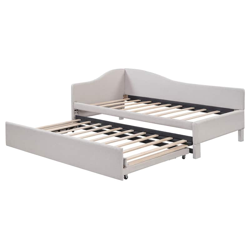 Twin Size Upholstered Daybed with Pop Up Trundle