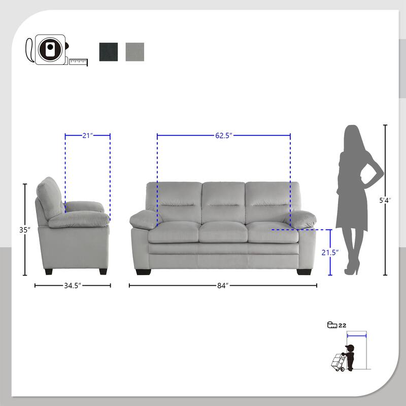 Louisa 2-Piece Living Room Sofa Set