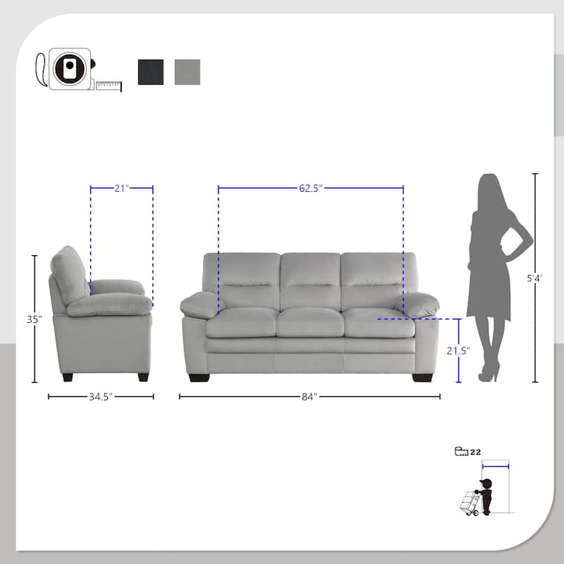 Louisa 3-Piece Living Room Sofa Set
