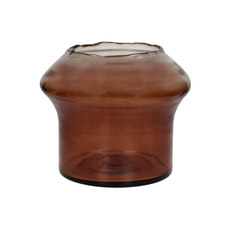 Round Blown Glass Vase - 9.75" - Amber