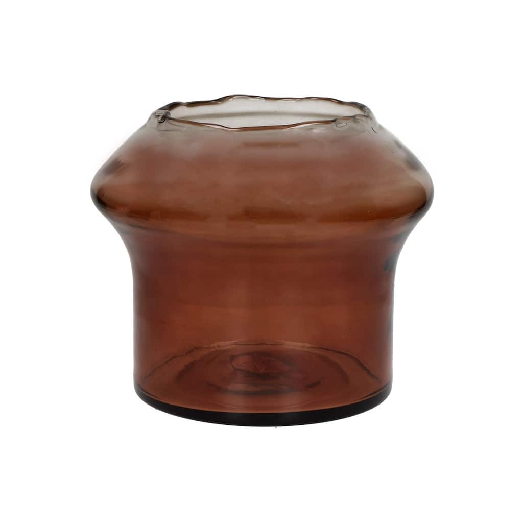 Round Blown Glass Vase - 9.75" - Amber