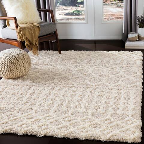 Newton Geometric Moroccan Trellis Shag Area Rug