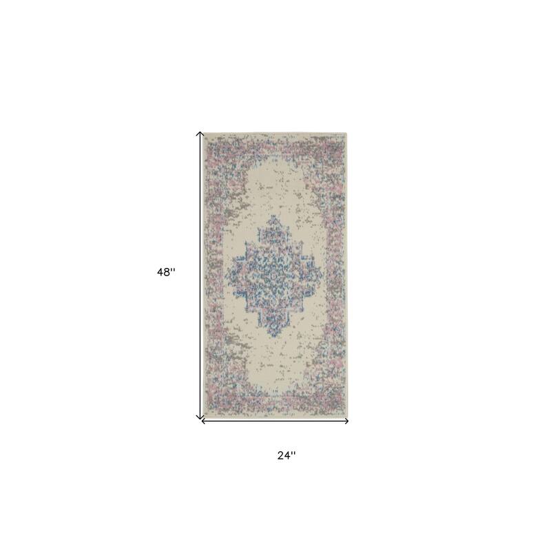 HomeRoots Medallion Transitional Rectangle Area Rug - 2' X 4'