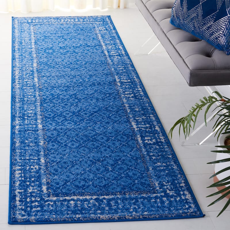 SAFAVIEH Adirondack Cass Distressed Rug - 2'6" x 14' Runner - Light Blue/Dark Blue