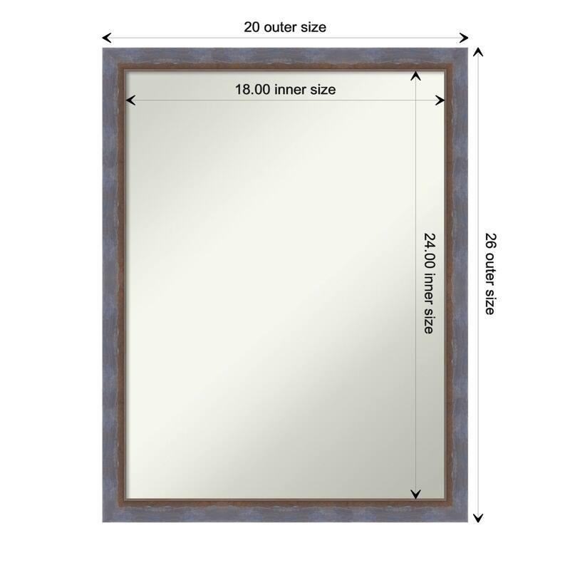 Two Tone Non-Beveled Wood Framed Wall Mirror - Two Tone Blue Copper - Glass Size 18x24
