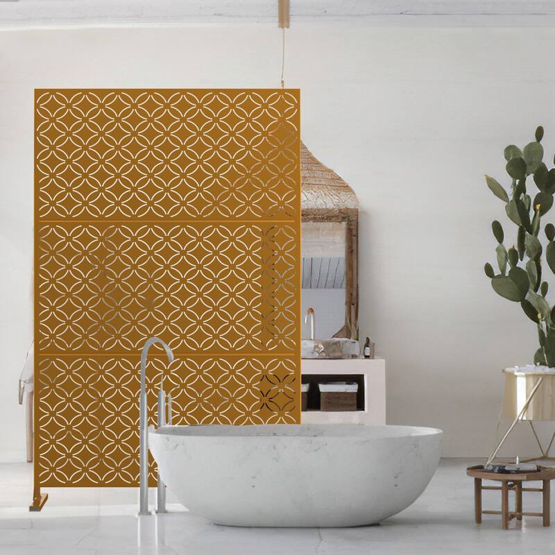 Metal Privacy Screen Wall Decoration Free Standing-6.3 ft. H X 4 ft. W