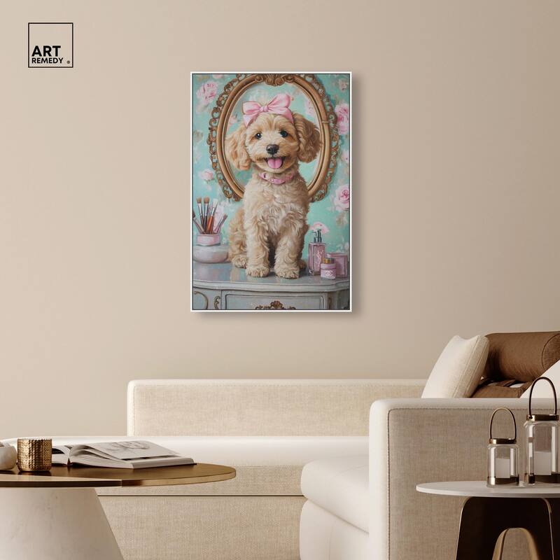 Puppy at the Vanity Canvas by Art Remedy