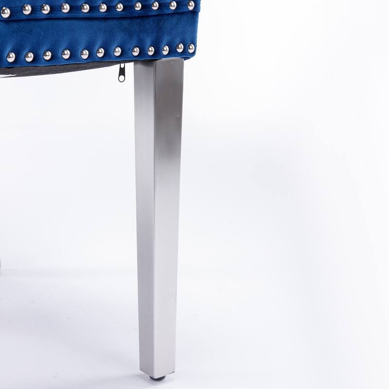 GDF Studio - Modern Wood Velvet Upholstered Dining Chair with Chrome Stainless Steel Legs, 2-Pcs Set