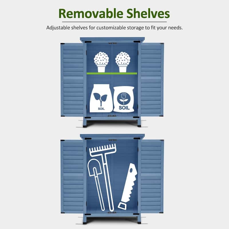 MCombo Small Outdoor Storage Cabinet Shed with Double Doors (24.6" x 18.3" x 38.2"), Wooden 0985
