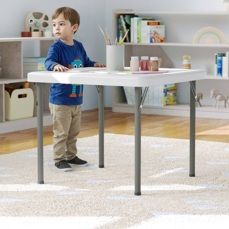 Indoor/Outdoor Kids Bi-Fold Plastic Folding Table - 24x24 - 23.5"W x 23.5"D x 19"H